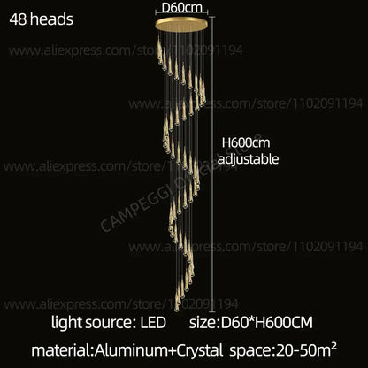 Modern gold crystal led pendant chandelier living room light