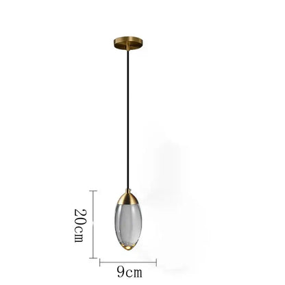 Modern gold crystal led pendant light bedroom glass lamp