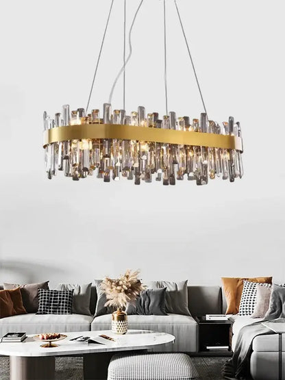 Modern gold crystal led pendant light for dining room