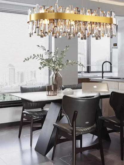 Modern gold crystal led pendant light for dining room