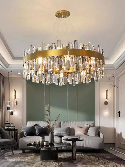 Modern gold crystal led pendant light for dining room