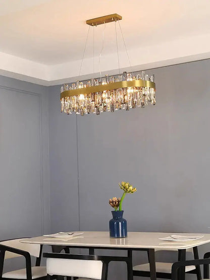 Modern gold crystal led pendant light for dining room