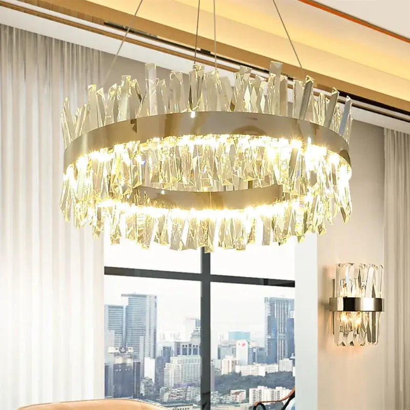 Modern gold crystal led pendant light kitchen chandelier