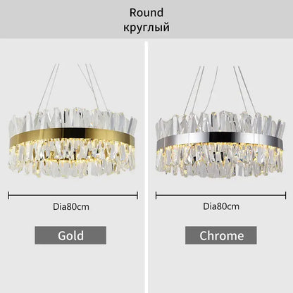 Modern gold crystal led pendant light kitchen chandelier