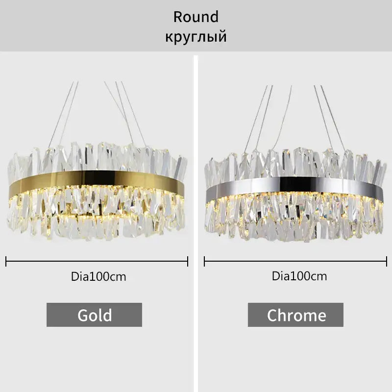 Modern gold crystal led pendant light kitchen chandelier