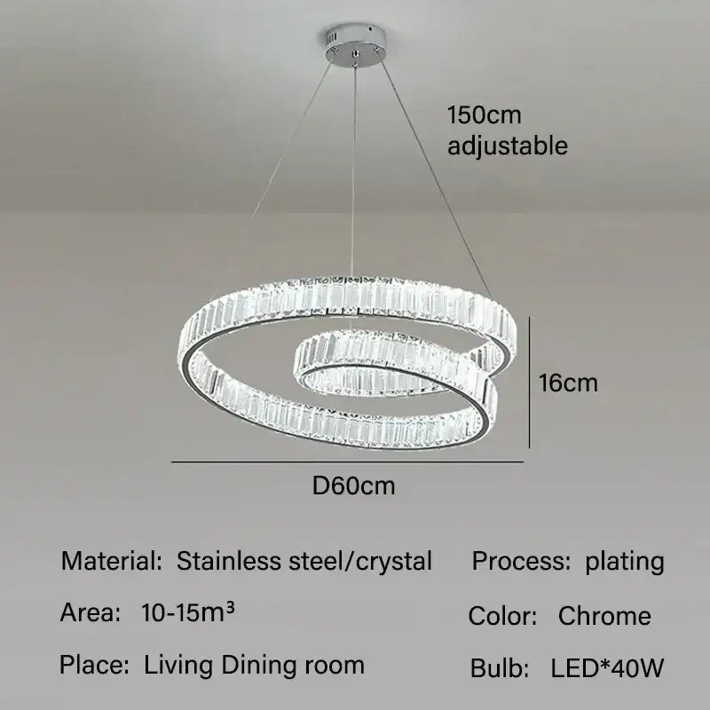 Modern gold crystal led pendant lights for dining room