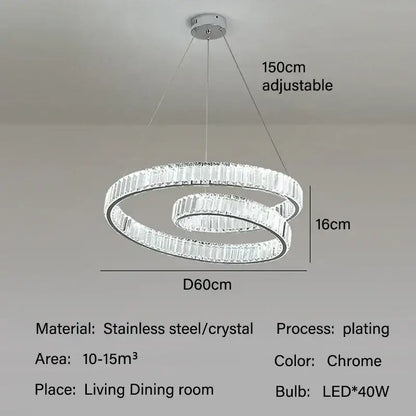 Modern gold crystal led pendant lights for dining room