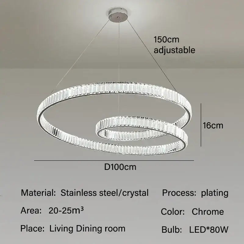 Modern gold crystal led pendant lights for dining room