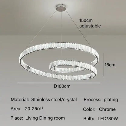 Modern gold crystal led pendant lights for dining room