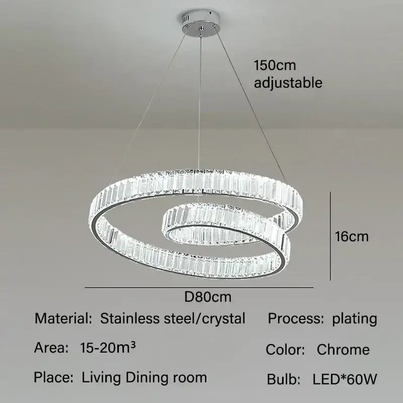Modern gold crystal led pendant lights for dining room