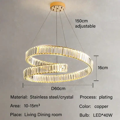 Modern gold crystal led pendant lights for dining room