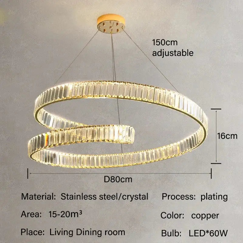 Modern gold crystal led pendant lights for dining room
