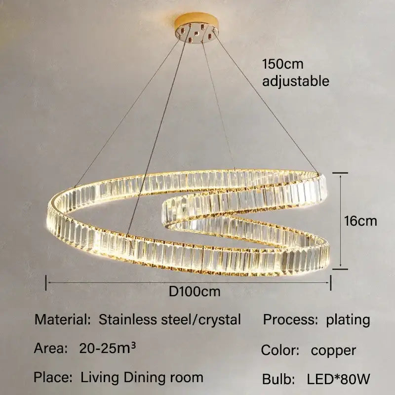 Modern gold crystal led pendant lights for dining room