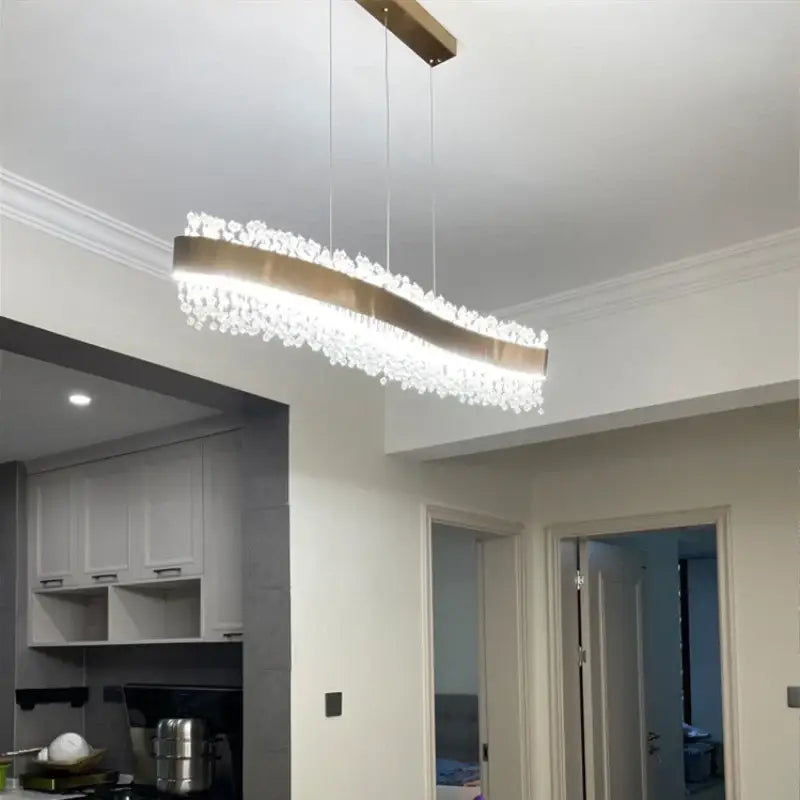 Modern gold crystal led pendant lights for dining room