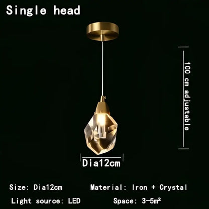 Modern gold crystal led pendant lights for dining room