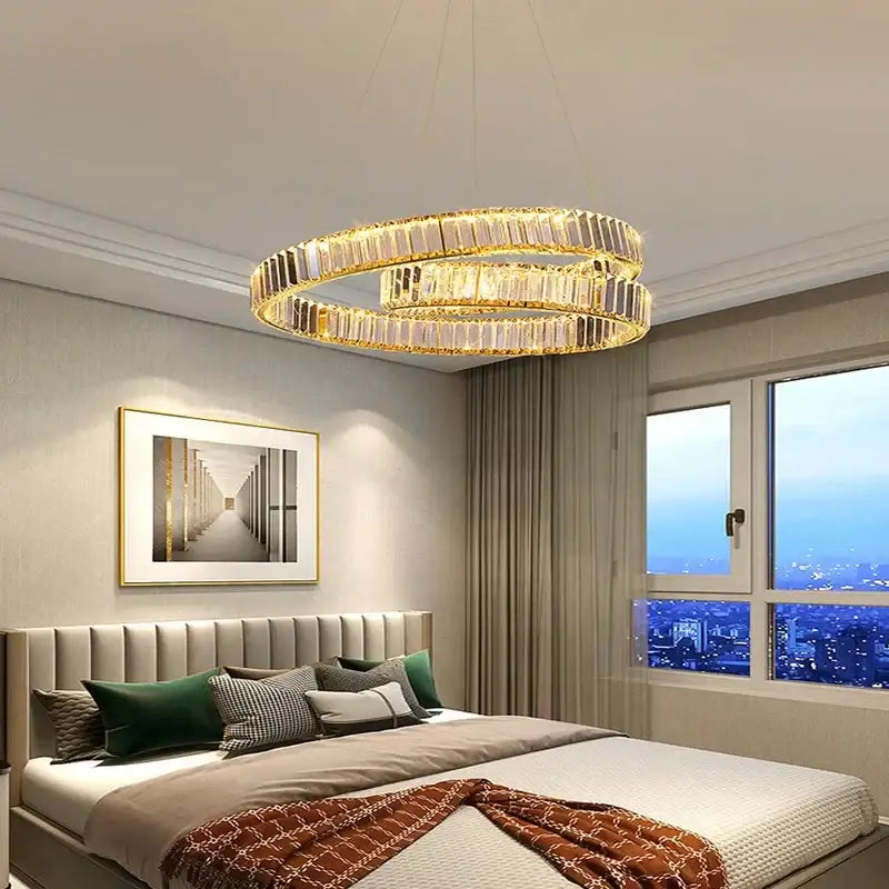 Modern gold crystal led pendant lights for dining room
