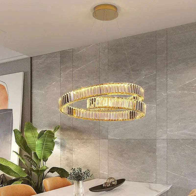 Modern gold crystal led pendant lights for dining room