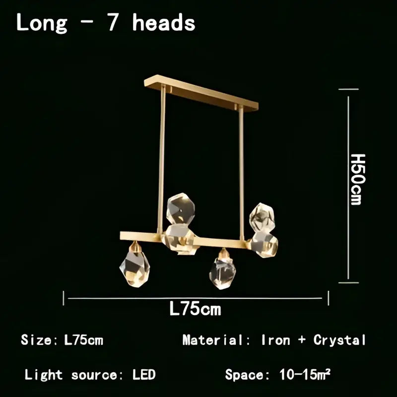 Modern gold crystal led pendant lights for dining room