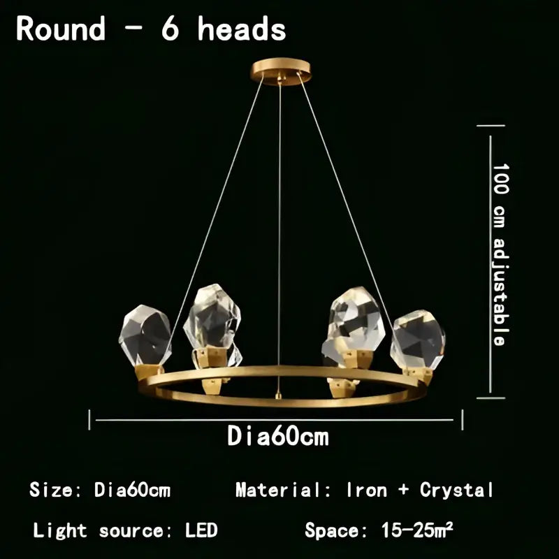 Modern gold crystal led pendant lights for dining room