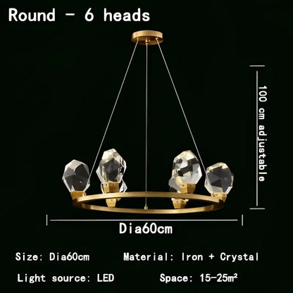 Modern gold crystal led pendant lights for dining room