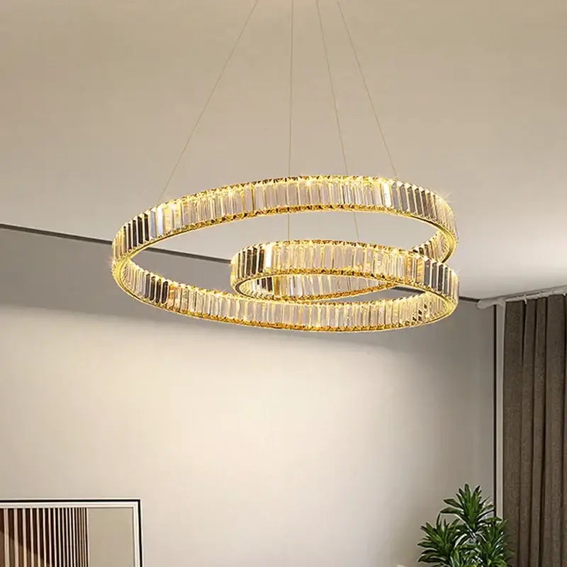 Modern gold crystal led pendant lights for dining room