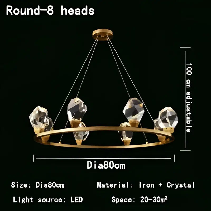 Modern gold crystal led pendant lights for dining room