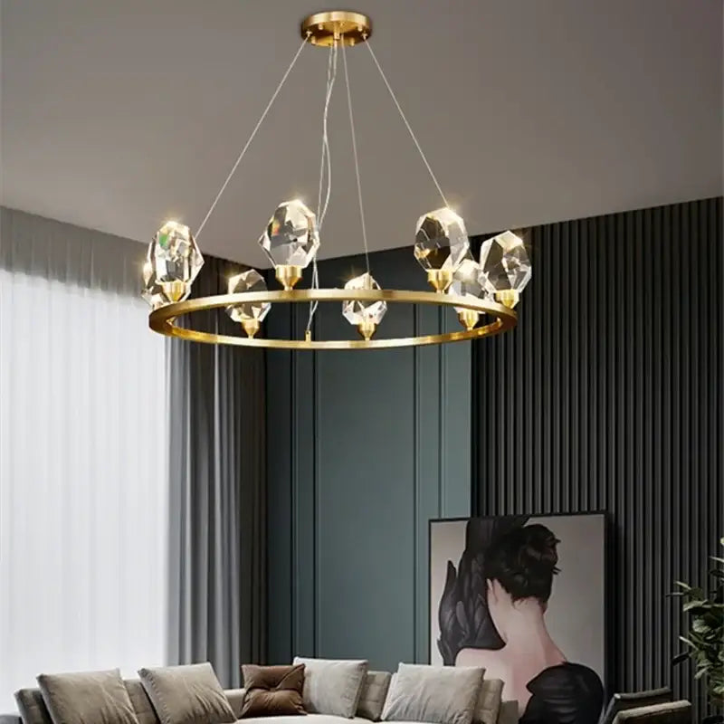 Modern gold crystal led pendant lights for dining room