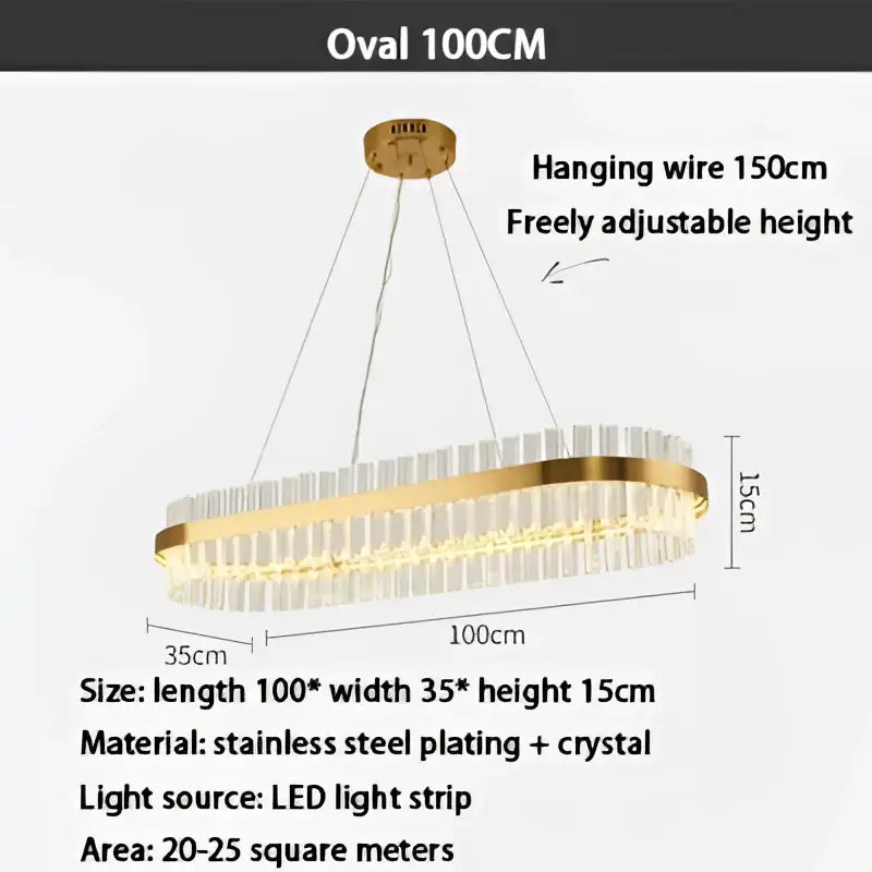 Modern gold crystal led ring chandelier dining room lighting fixture