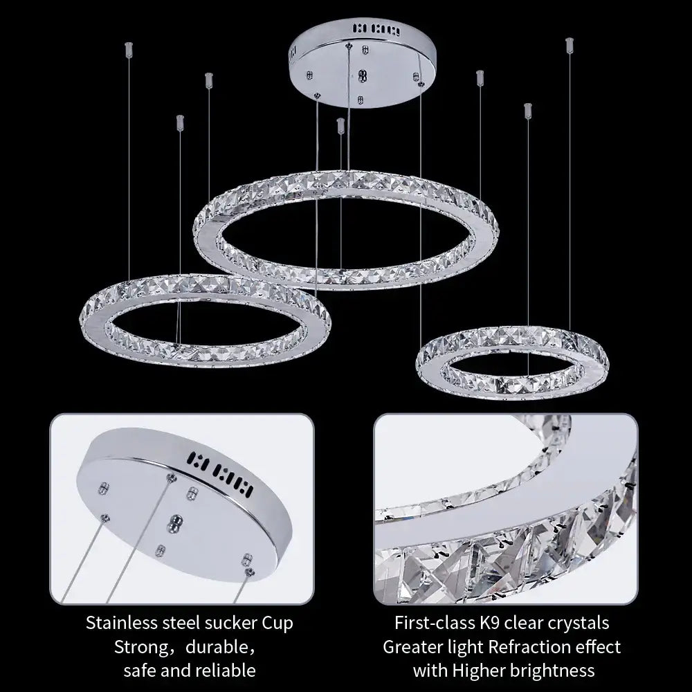 Modern gold crystal led ring chandelier living room pendant light