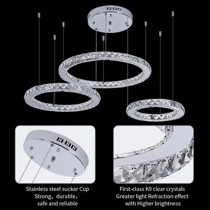 Modern gold crystal led ring chandelier living room pendant light