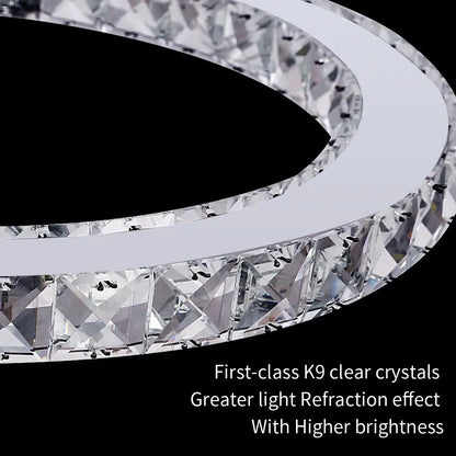 Modern gold crystal led ring chandelier living room pendant light
