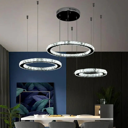 Modern gold crystal led ring chandelier living room pendant light