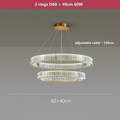 Modern gold crystal led ring chandelier stairwell pendant light