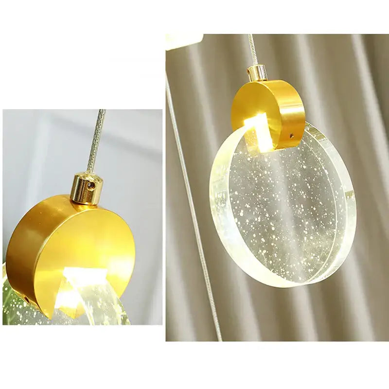 Modern gold crystal led stair slinglight living room pendant light