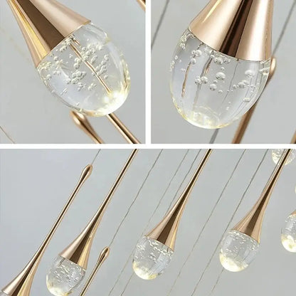 Modern gold crystal led staircase chandelier living room pendant light