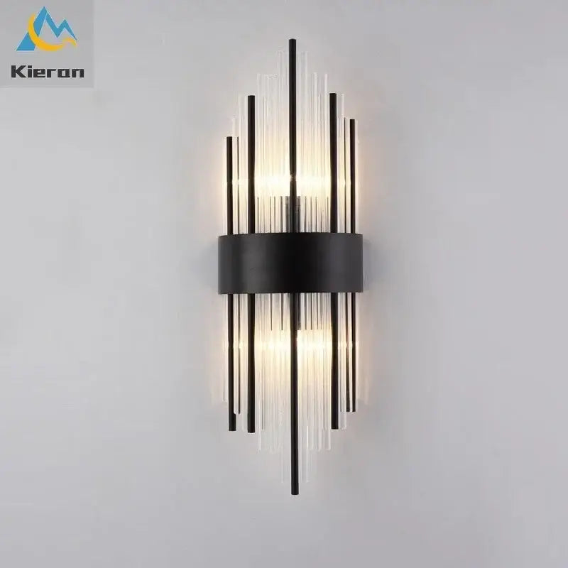 Modern gold crystal led wall lamp bedroom geometric sconce