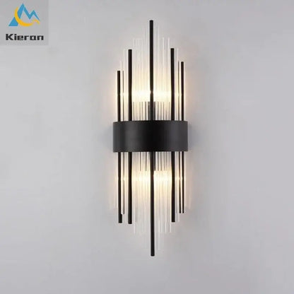 Modern gold crystal led wall lamp bedroom geometric sconce