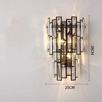 Modern gold crystal led wall lamp bedroom geometric sconce