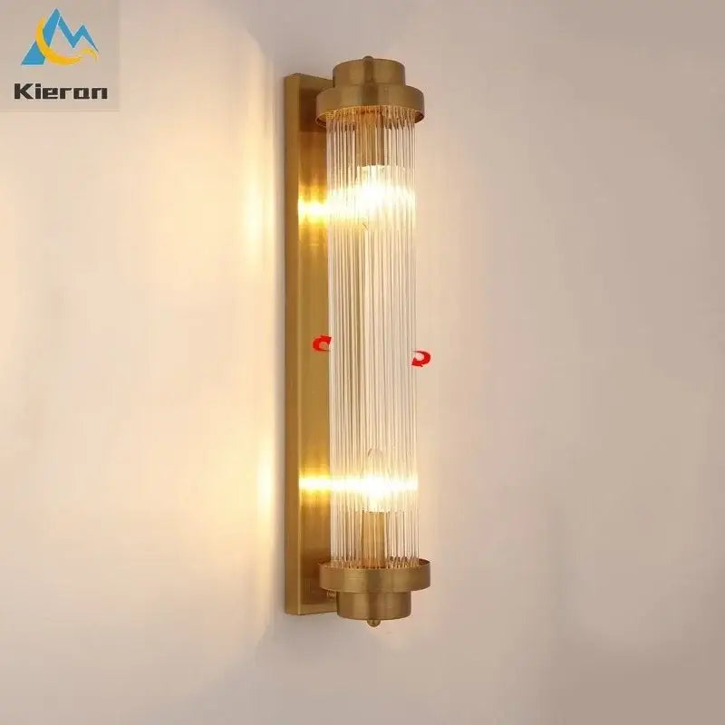 Modern gold crystal led wall lamp bedroom geometric sconce