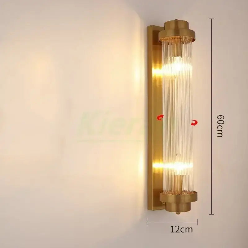 Modern gold crystal led wall lamp bedroom geometric sconce