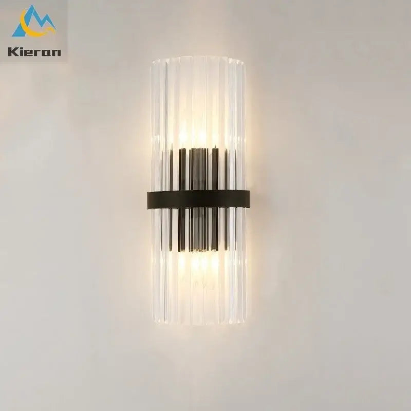 Modern gold crystal led wall lamp bedroom geometric sconce