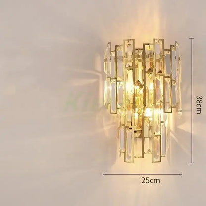 Modern gold crystal led wall lamp bedroom geometric sconce