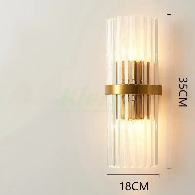 Modern gold crystal led wall lamp bedroom geometric sconce