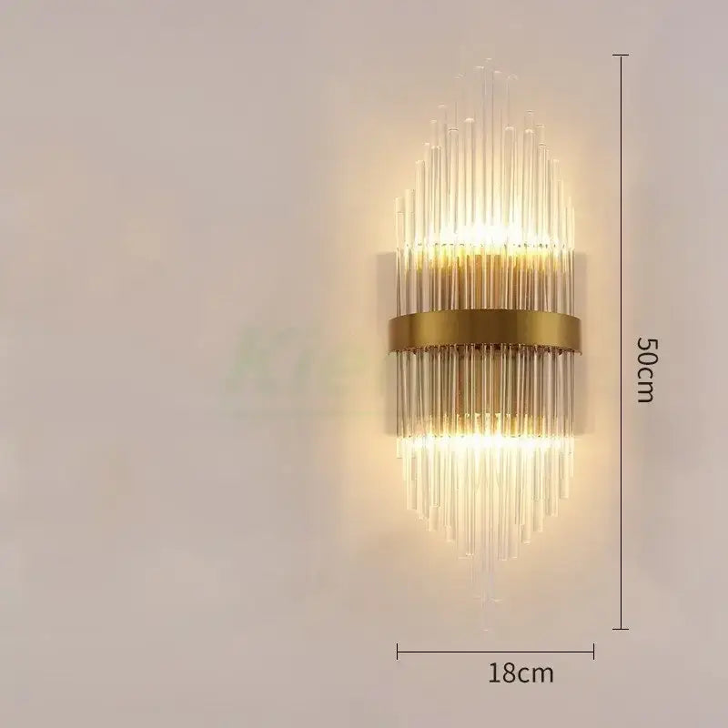 Modern gold crystal led wall lamp bedroom geometric sconce