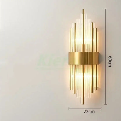 Modern gold crystal led wall lamp bedroom geometric sconce