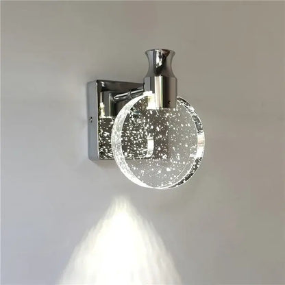Modern gold crystal led wall lamp bedroom glass globe sconce
