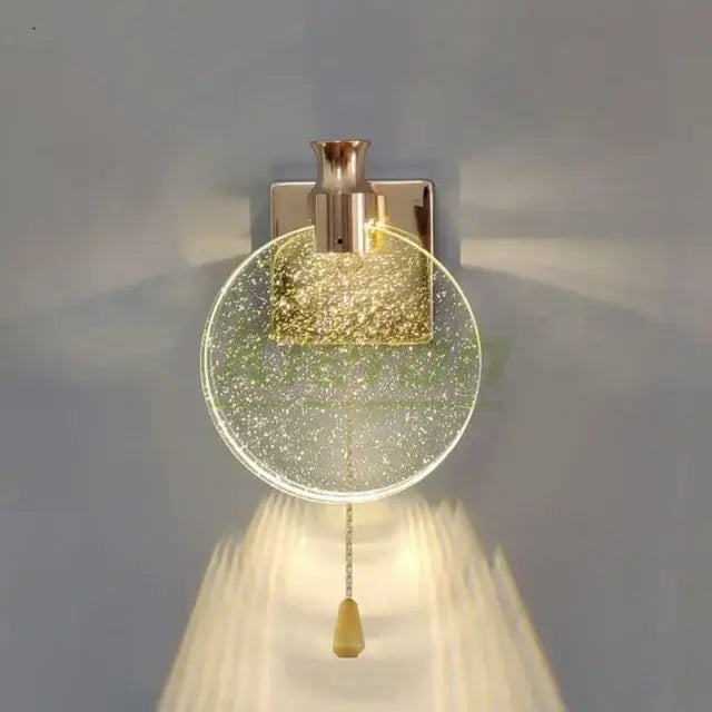Modern gold crystal led wall lamp bedroom glass globe sconce