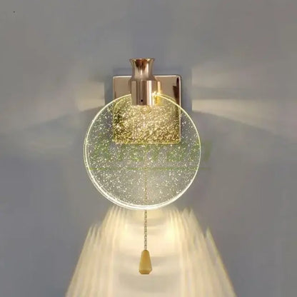 Modern gold crystal led wall lamp bedroom glass globe sconce