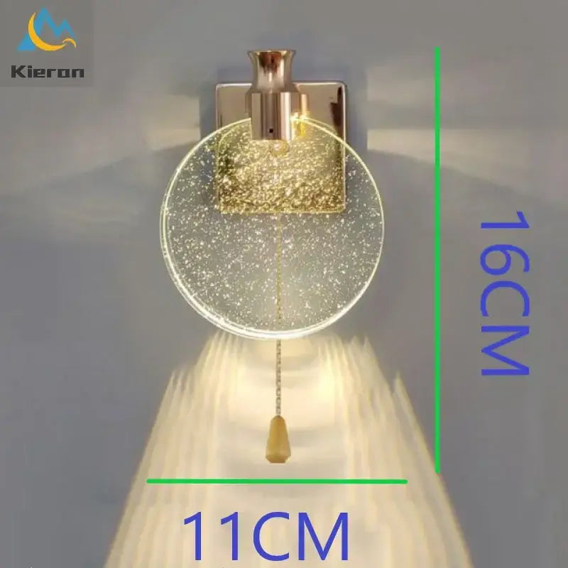 Modern gold crystal led wall lamp bedroom glass globe sconce
