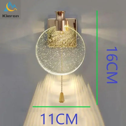 Modern gold crystal led wall lamp bedroom glass globe sconce